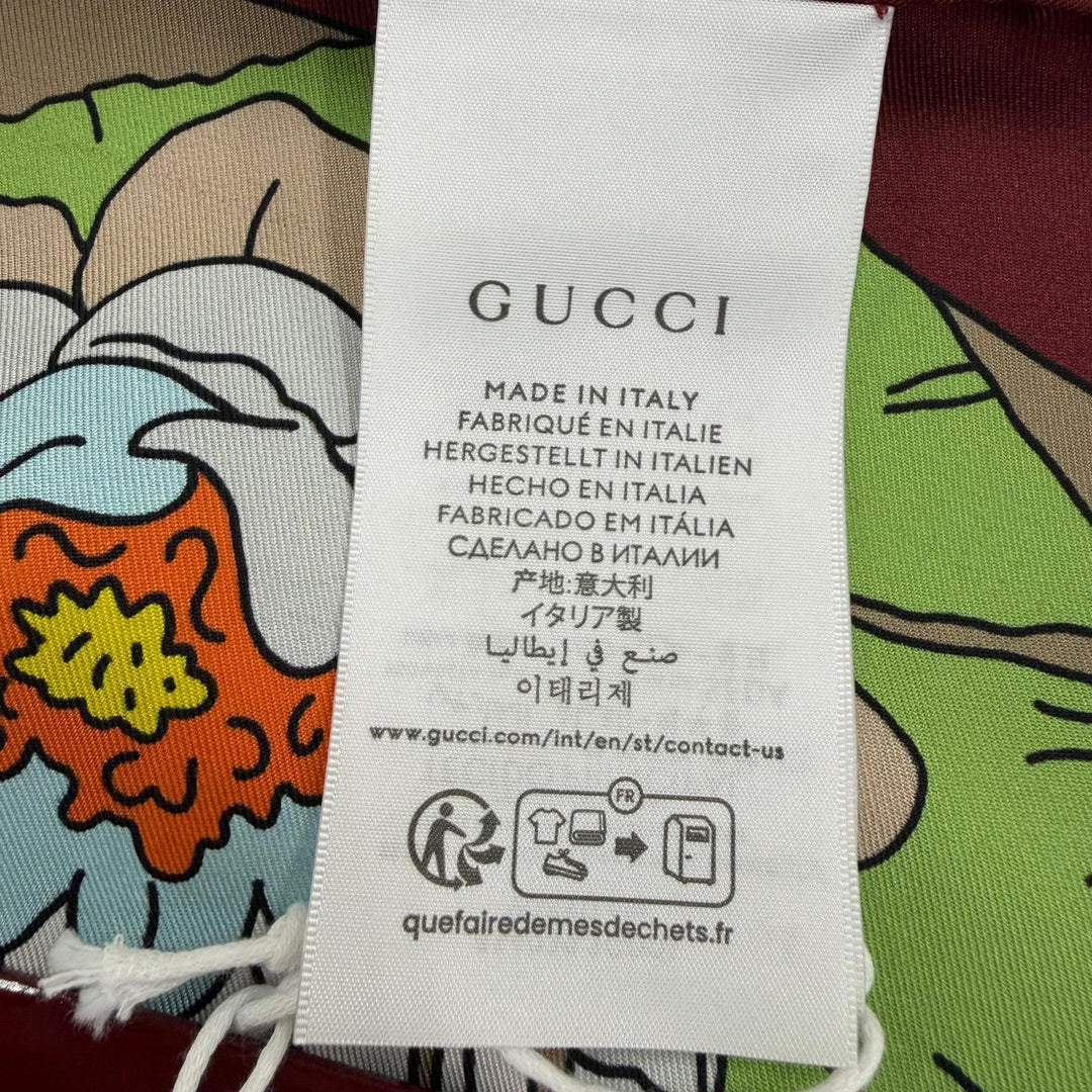 未使用品☆GUCCI グッチ 854039 Gucci Besties プリント シルクツイル スカーフ シルク100％ 現行品 スカーフ ボルドー 90×90cm 正規品