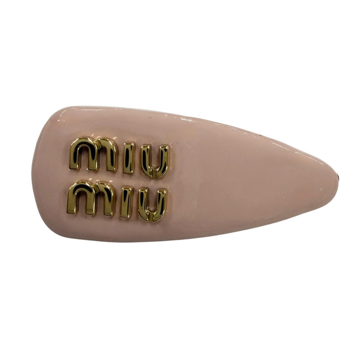 極美品☆MIUMIU ミュウミュウ 5IF188 ロゴ ヘアクリップ 3個セット レザー ヘアアクセサリー ピンク ボルドー イタリア製 箱付き