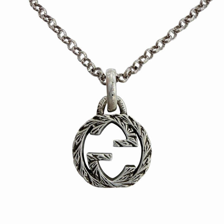 美品☆GUCCI グッチ 455535 AG925 インターロッキングG アラベスク アクセサリー ネックレス シルバー イタリア製 重量7.3g レディース