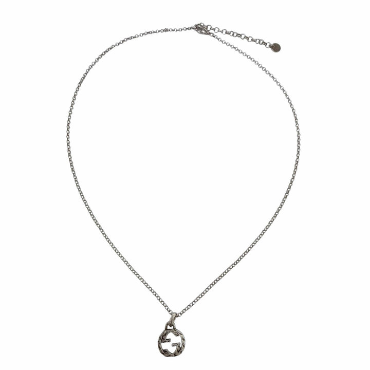 美品☆GUCCI グッチ 455535 AG925 インターロッキングG アラベスク アクセサリー ネックレス シルバー イタリア製 重量7.3g レディース