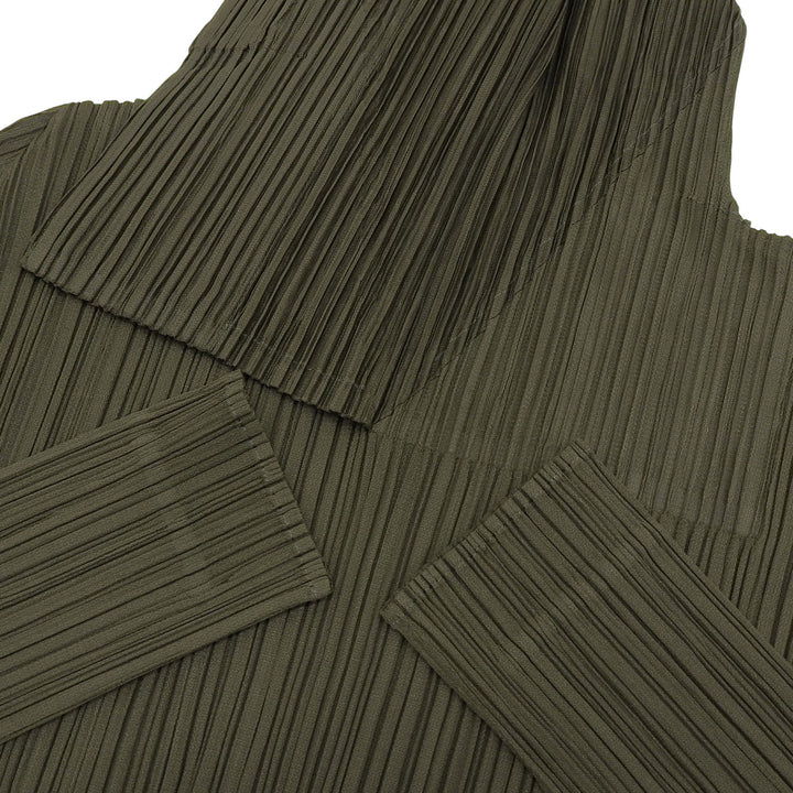 極美品▲PLEATS PLEASE プリーツプリーズ イッセイミヤケ 23AW PP33JK132 トップス カーキ 3 日本製 正規品 レディース