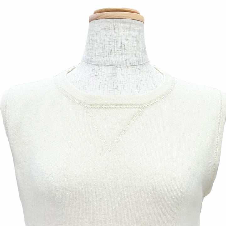美品△CHANEL シャネル ヴィンテージ 01A P18160 カシミヤ100％ ココマーク ノースリーブニット ベスト アイボリー EU 38 英国製 正規品