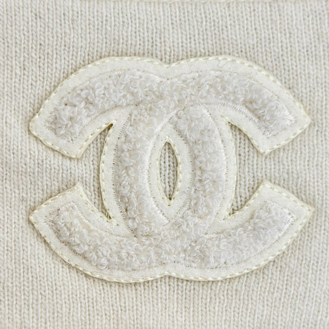 美品△CHANEL シャネル ヴィンテージ 01A P18160 カシミヤ100％ ココマーク ノースリーブニット ベスト アイボリー EU 38 英国製 正規品