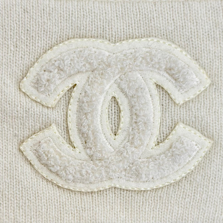 美品△CHANEL シャネル ヴィンテージ 01A P18160 カシミヤ100％ ココマーク ノースリーブニット ベスト アイボリー EU 38 英国製 正規品