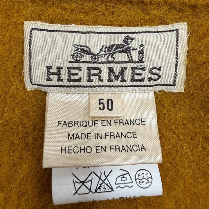 未使用品◇HERMES エルメス ヴィンテージ ウール100％ ロカバール デッドストック 希少 コート マスタード 50 フランス製 正規品 メンズ