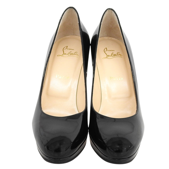未使用品▲Christian Louboutin クリスチャンルブタン パテントレザー レッドソール ハイヒール パンプス 38.5 伊製 レディース 保存袋付き