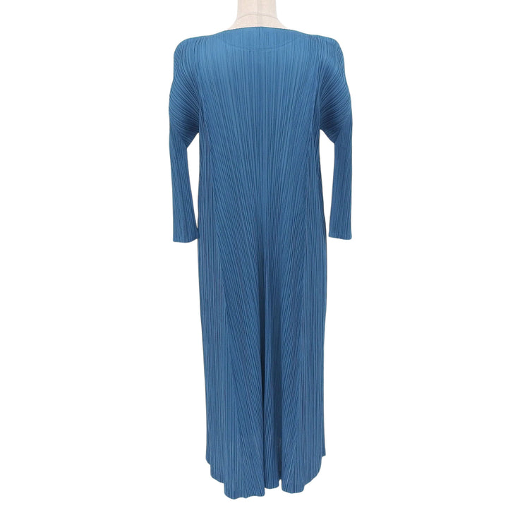 極美品▲PLEATS PLEASE プリーツプリーズ イッセイミヤケ 22SS PP21-JH484 ロング丈 ワンピース ブルー 2 日本製 正規品 レディース