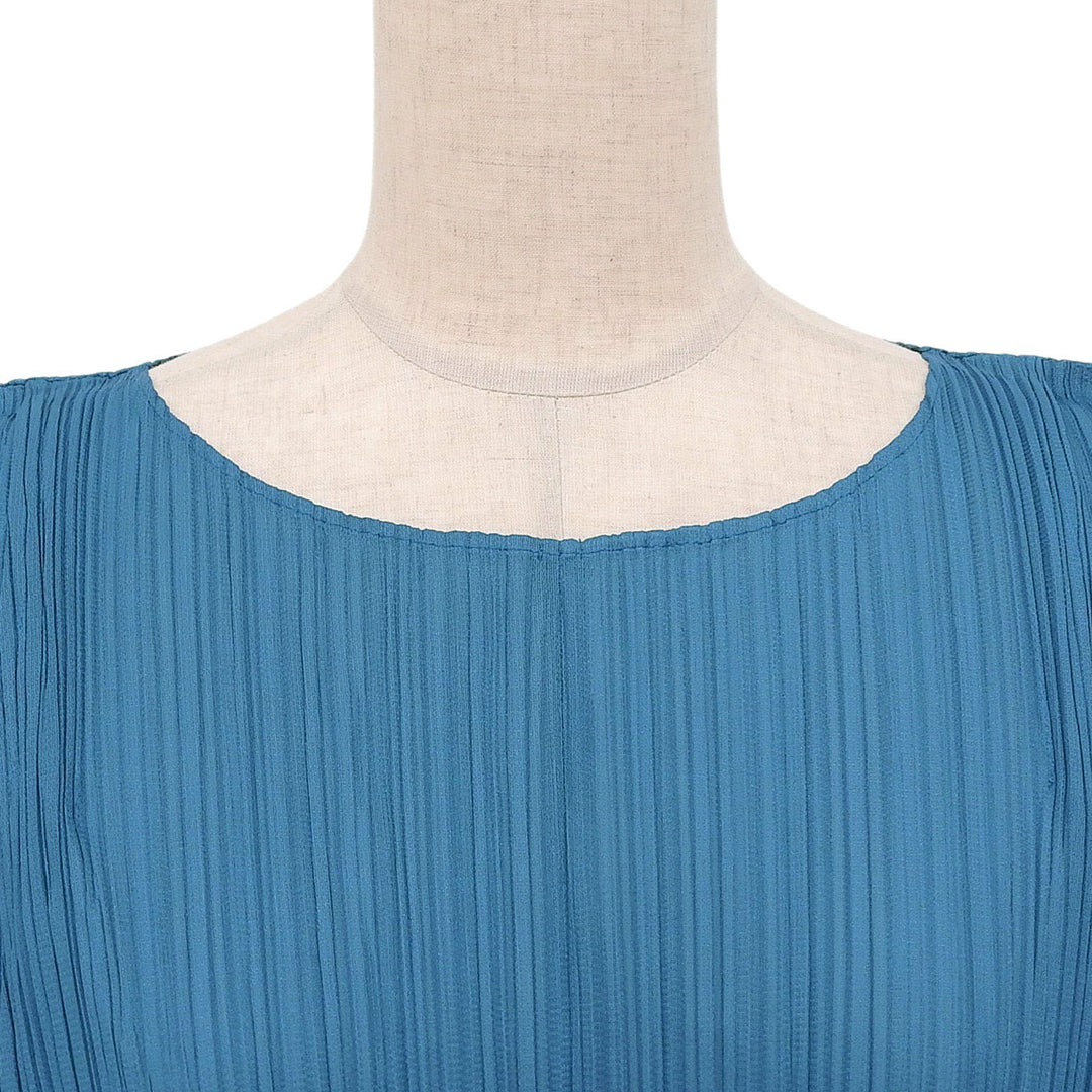 極美品▲PLEATS PLEASE プリーツプリーズ イッセイミヤケ 22SS PP21-JH484 ロング丈 ワンピース ブルー 2 日本製 正規品 レディース