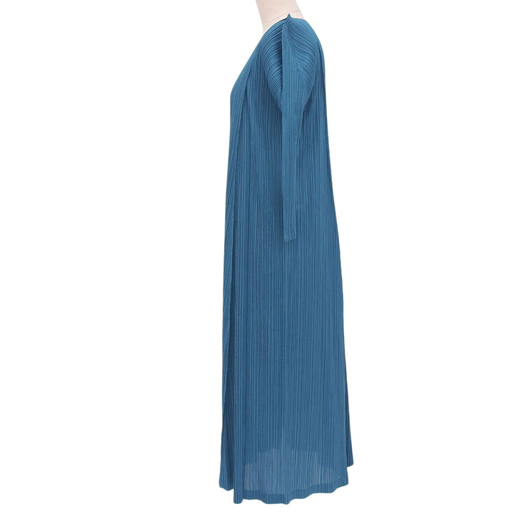 極美品▲PLEATS PLEASE プリーツプリーズ イッセイミヤケ 22SS PP21-JH484 ロング丈 ワンピース ブルー 2 日本製 正規品 レディース