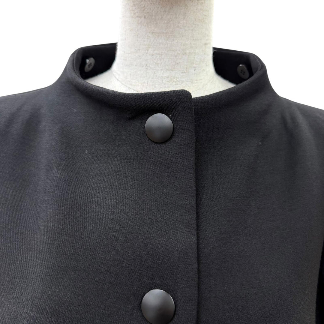 極美品☆PRADA プラダ P644IH S182 バージンウール100％ ベルト付き 2WAY ノーカラー コート ブラック 40 イタリア製 正規品 レディース