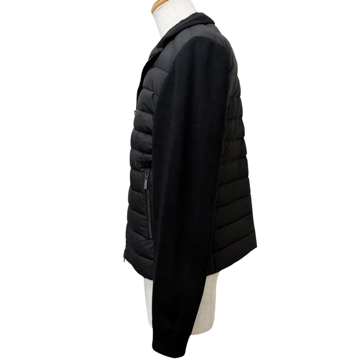 美品□MOORER ムーレー CATTANEO 異素材切り替え ダウンジャケット パファージャケット ブルゾン ブラック 50 イタリア製 メンズ