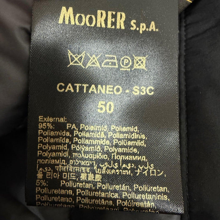 美品□MOORER ムーレー CATTANEO 異素材切り替え ダウンジャケット パファージャケット ブルゾン ブラック 50 イタリア製 メンズ