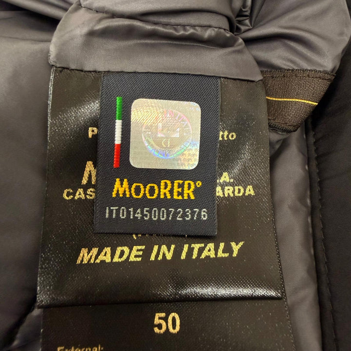 美品□MOORER ムーレー CATTANEO 異素材切り替え ダウンジャケット パファージャケット ブルゾン ブラック 50 イタリア製 メンズ