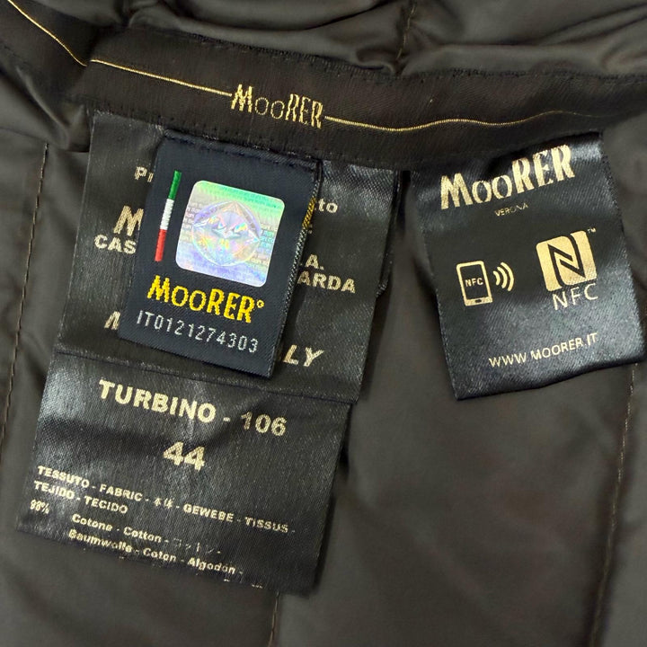 美品□MOORER ムーレー TURBINO-106 VERONA ロゴボタン デニム ダウンジャケット ブルゾン ブラック 44 イタリア製 正規品 メンズ