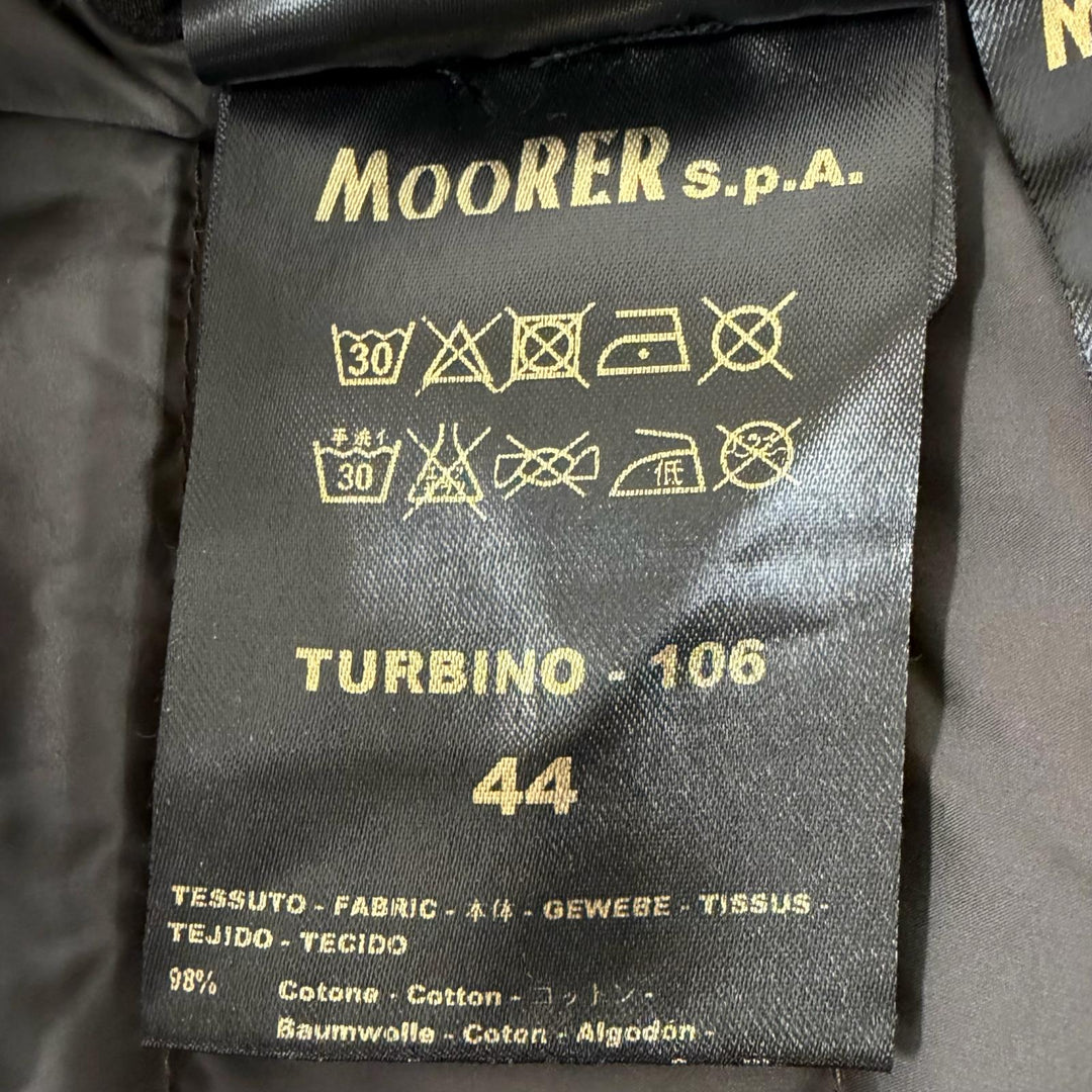 美品□MOORER ムーレー TURBINO-106 VERONA ロゴボタン デニム ダウンジャケット ブルゾン ブラック 44 イタリア製 正規品 メンズ