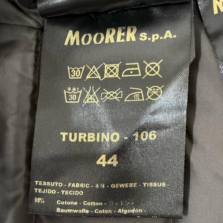 美品□MOORER ムーレー TURBINO-106 VERONA ロゴボタン デニム ダウンジャケット ブルゾン ブラック 44 イタリア製 正規品 メンズ