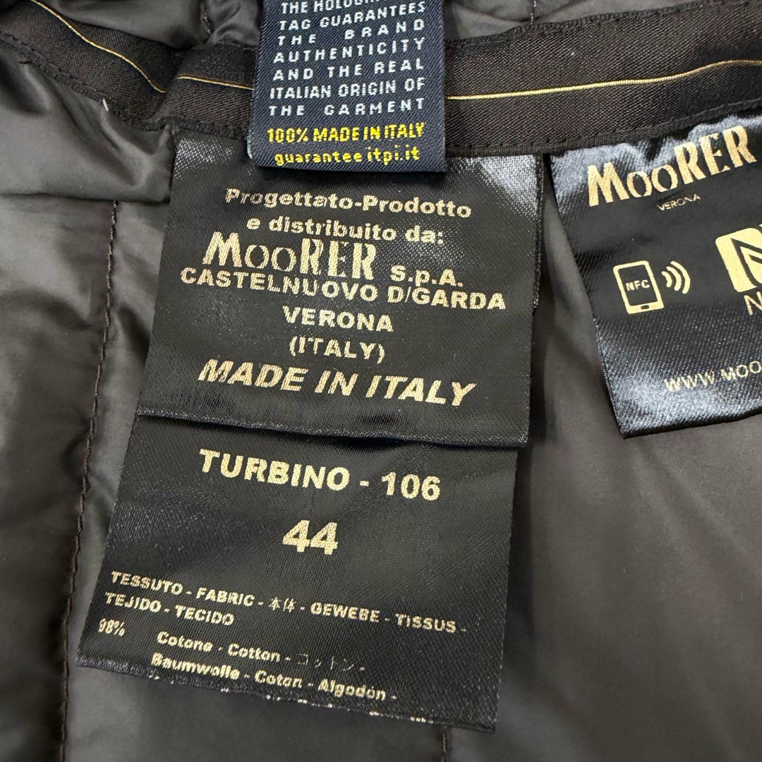 美品□MOORER ムーレー TURBINO-106 VERONA ロゴボタン デニム ダウンジャケット ブルゾン ブラック 44 イタリア製 正規品 メンズ