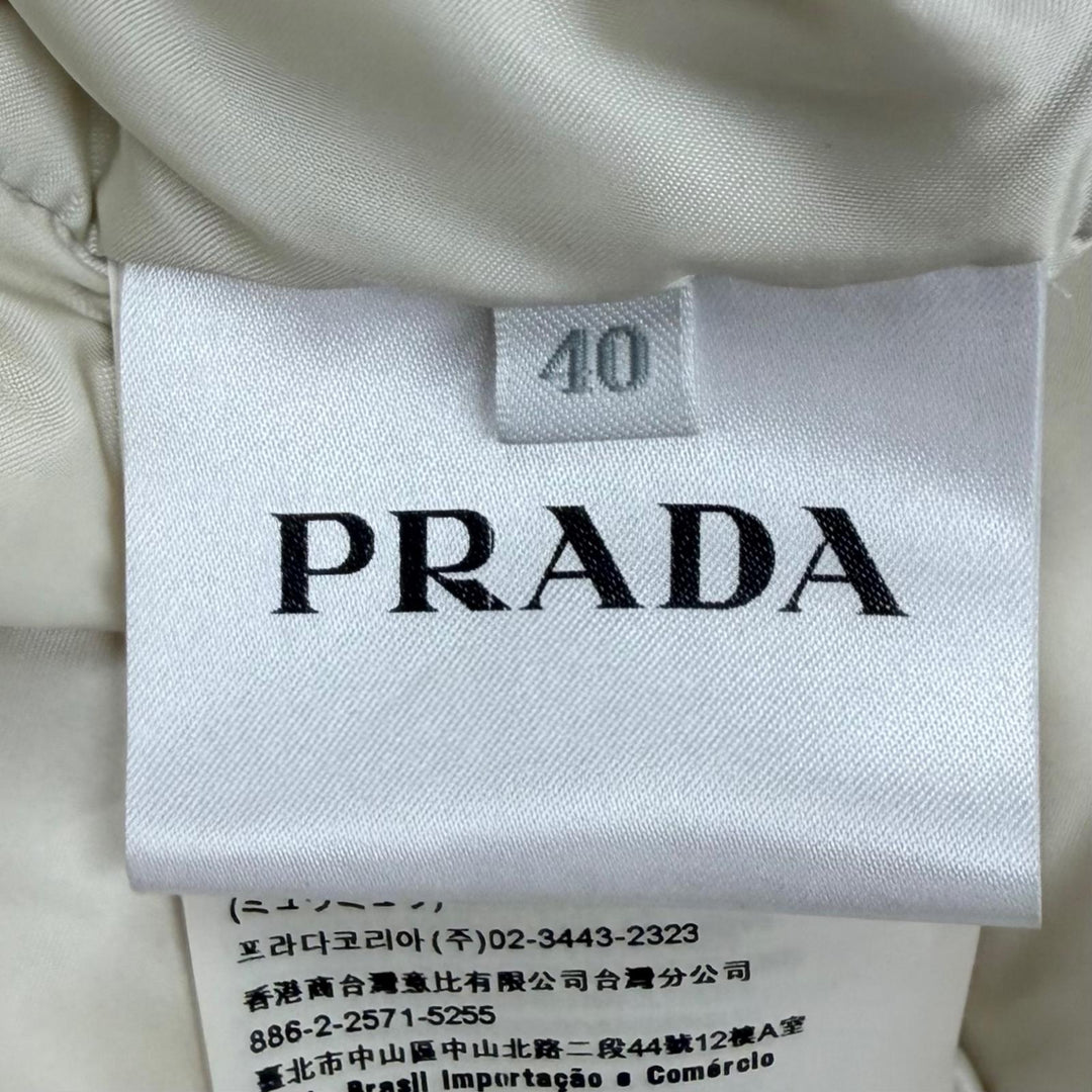 美品★PRADA プラダ 28B061 FOXファー トライアングルロゴプレート ZIP UP ダウンジャケット ブラック 40 正規品 レディース