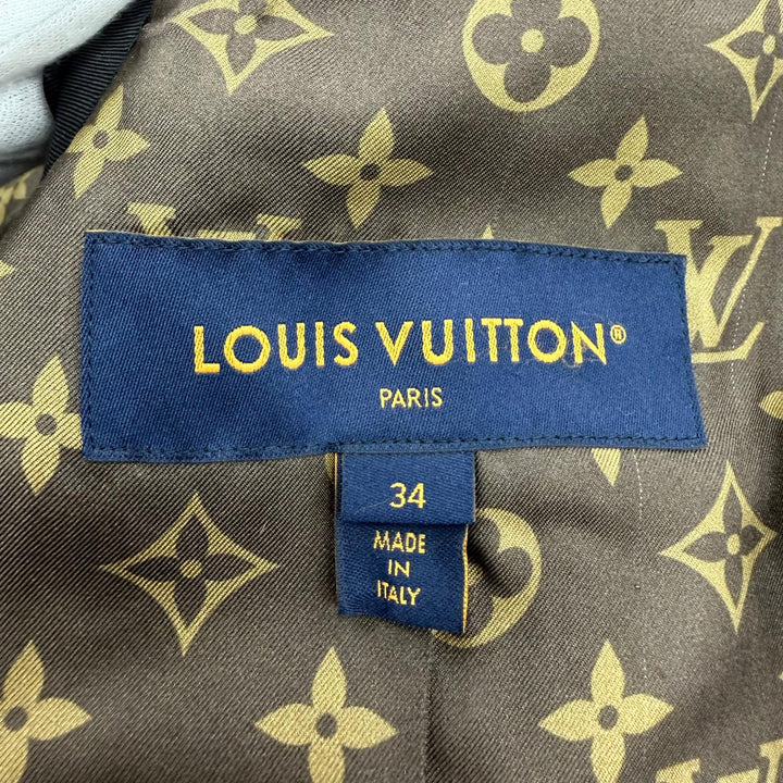 極美品☆LOUIS VUITTON ルイヴィトン 24SS 1AFEZG カシミヤ 裏地モノグラム ロング丈 コート ネイビー 34 イタリア製 正規品 レディース