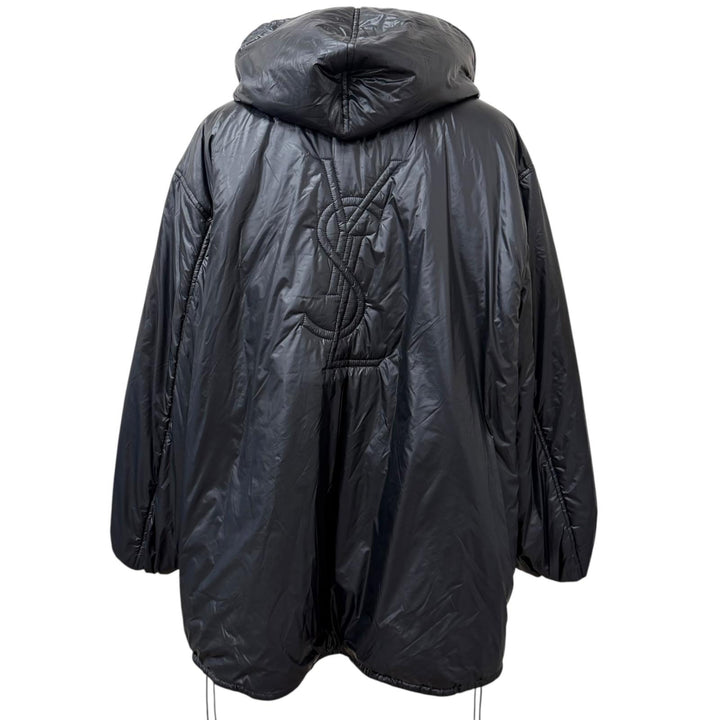 極美品□SAINT LAURENT PARIS サンローランパリ 23AW 758264 カサンドラ 中綿入り アノラックパーカー ブラック 52 イタリア製 正規品