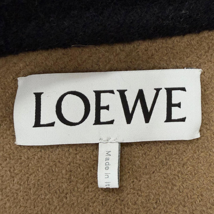 極美品□LOEWE ロエベ H526330X89 ウール アルパカ アナグラムレザーパッチ ワークジャケット カバーオール 黒 48 イタリア製 正規品