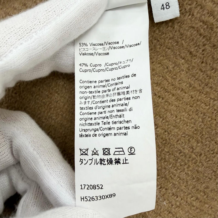 極美品□LOEWE ロエベ H526330X89 ウール アルパカ アナグラムレザーパッチ ワークジャケット カバーオール 黒 48 イタリア製 正規品