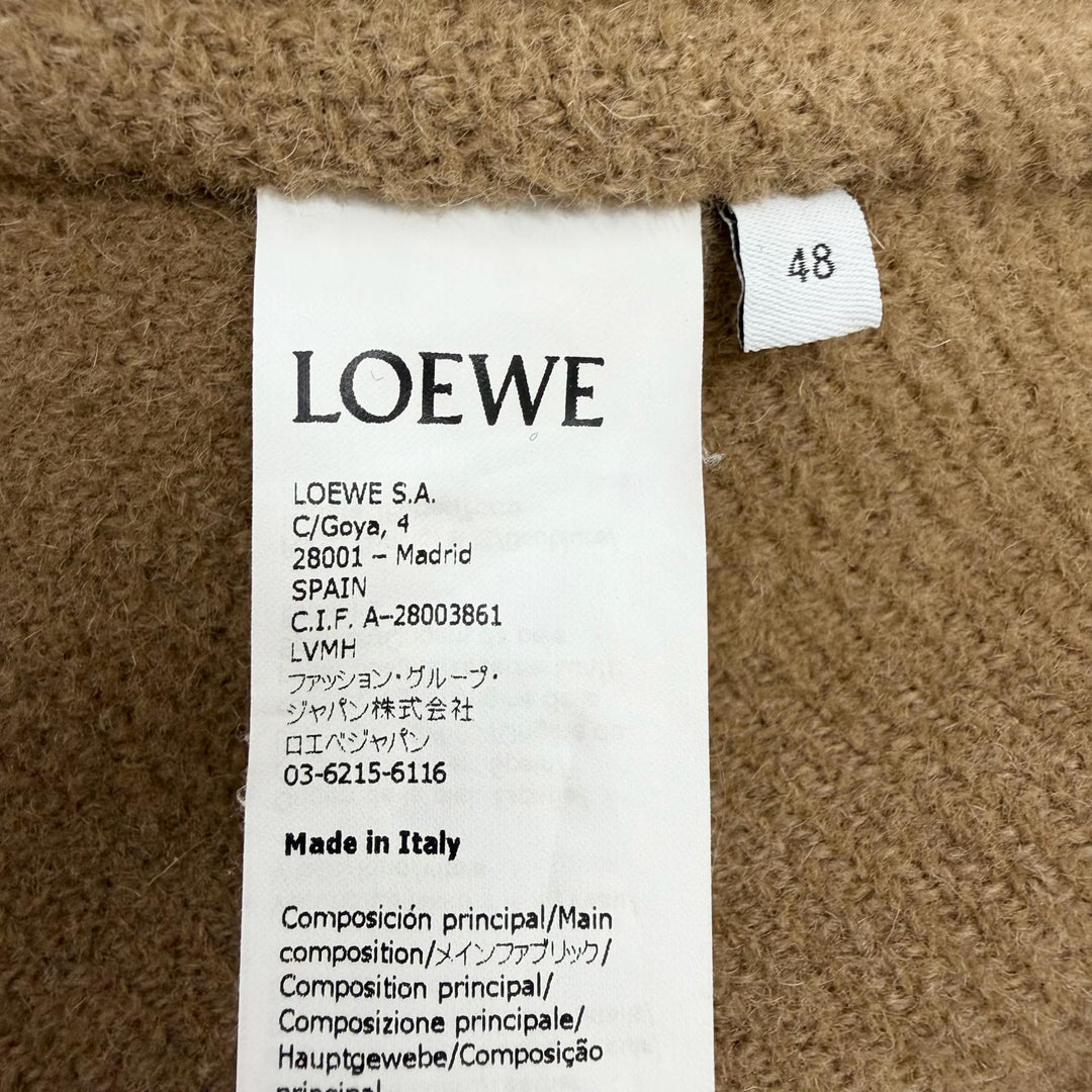 極美品□LOEWE ロエベ H526330X89 ウール アルパカ アナグラムレザーパッチ ワークジャケット カバーオール 黒 48 イタリア製 正規品