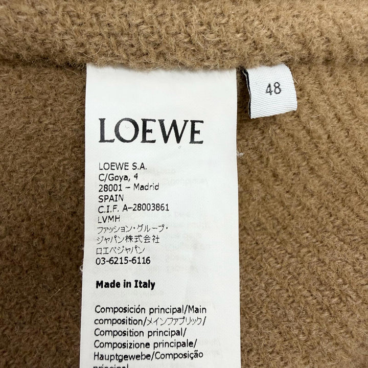 極美品□LOEWE ロエベ H526330X89 ウール アルパカ アナグラムレザーパッチ ワークジャケット カバーオール 黒 48 イタリア製 正規品