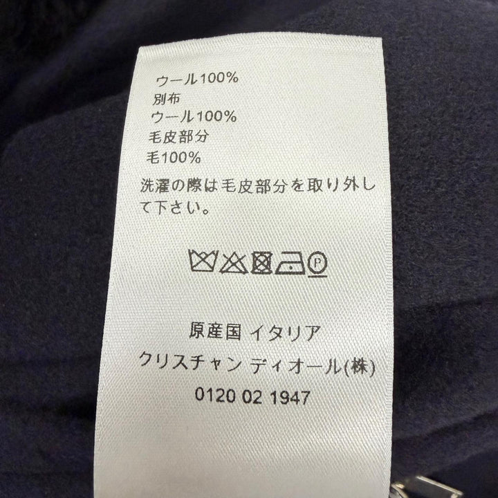 極美品□DIOR ディオール オム 013C406A3840 ウール100％ 襟ビーバーファー レザー使い ジャケット ネイビー 48 イタリア製 正規品