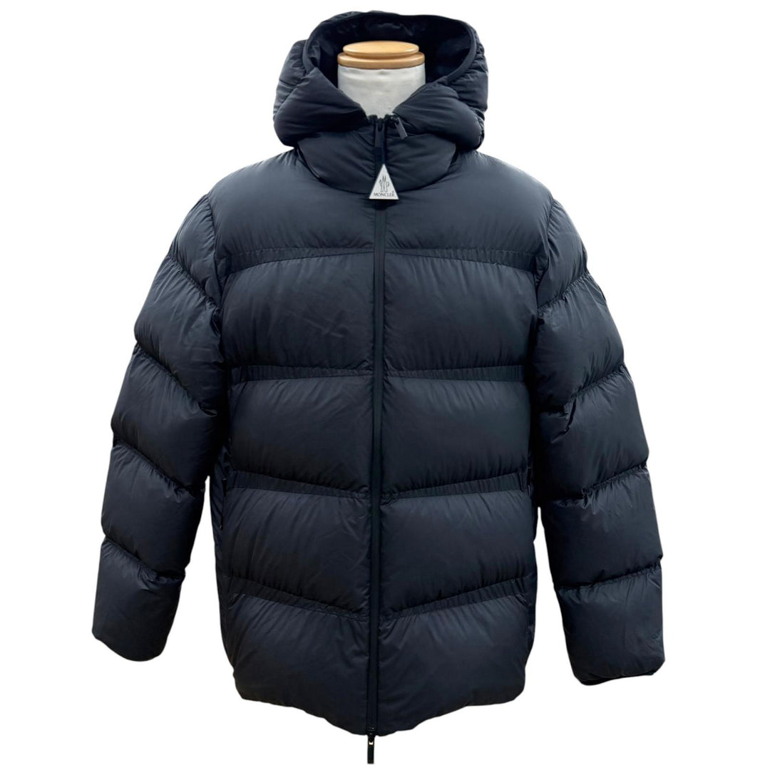 極美品▼MONCLER モンクレール 24-25AW MASAC ロゴワッペン フーデッド ZIP ダウンジャケット 4 正規品 メンズ ガーメント・ハンガー付き