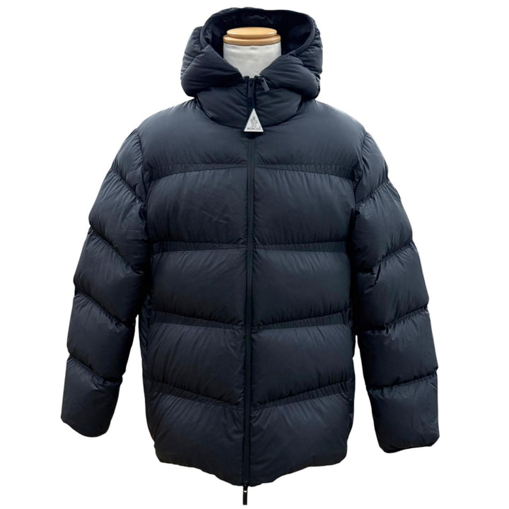 極美品▼MONCLER モンクレール 24-25AW MASAC ロゴワッペン フーデッド ZIP ダウンジャケット 4 正規品 メンズ ガーメント・ハンガー付き