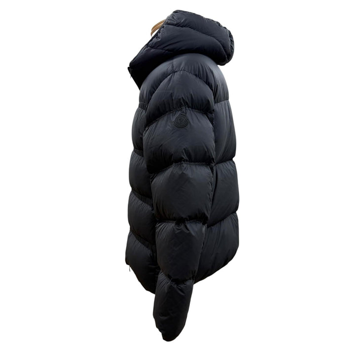 極美品▼MONCLER モンクレール 24-25AW MASAC ロゴワッペン フーデッド ZIP ダウンジャケット 4 正規品 メンズ ガーメント・ハンガー付き
