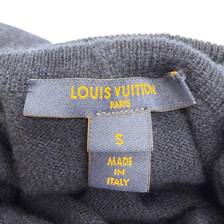 極美品△LOUIS VUITTON ルイヴィトン 22AW カシミヤ99％ Dリング タートルネック ニット ワンピース トップス ネイビー S 伊製 正規品