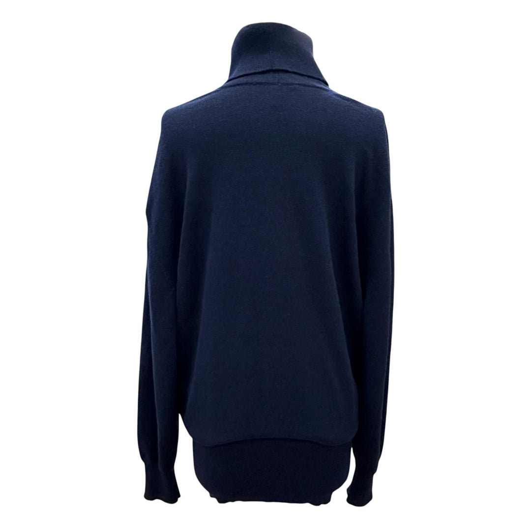 極美品△LOUIS VUITTON ルイヴィトン 22AW カシミヤ99％ Dリング タートルネック ニット ワンピース トップス ネイビー S 伊製 正規品
