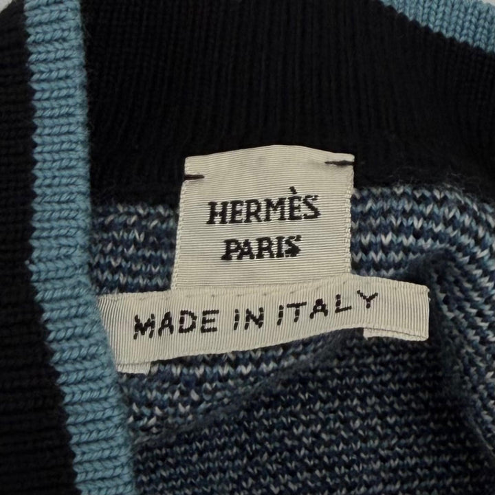 極美品★HERMES エルメス 4H2726DD MORS A JOUET 馬銜 ウール100％ Vネック カーディガン ブラック IT 36 イタリア製 正規品 レディース