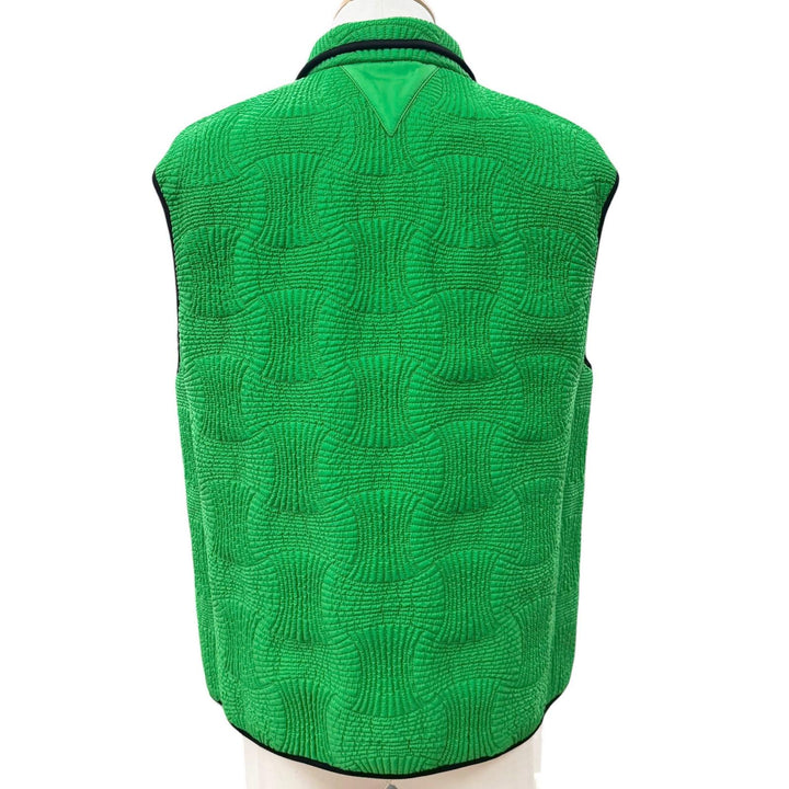 極美品▼BOTTEGAVENETA ボッテガヴェネタ 2022年製 708331 イントレチャート WZIPUP ジレ ベスト グリーン S イタリア製 正規品 メンズ