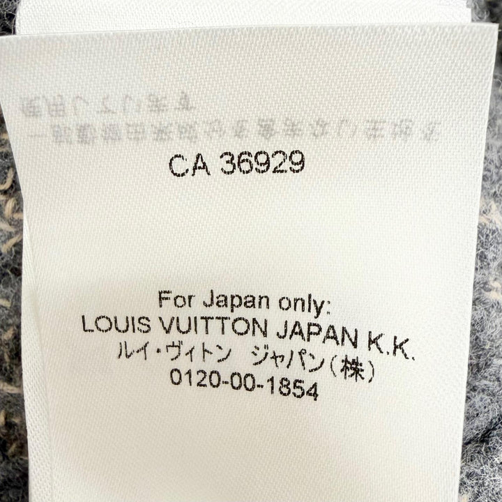 極美品△LOUIS VUITTON ルイヴィトン 24AW ウール コットン LVロゴレザーワッペン ハイネック 長袖 リブ ニット グレー XL 正規品