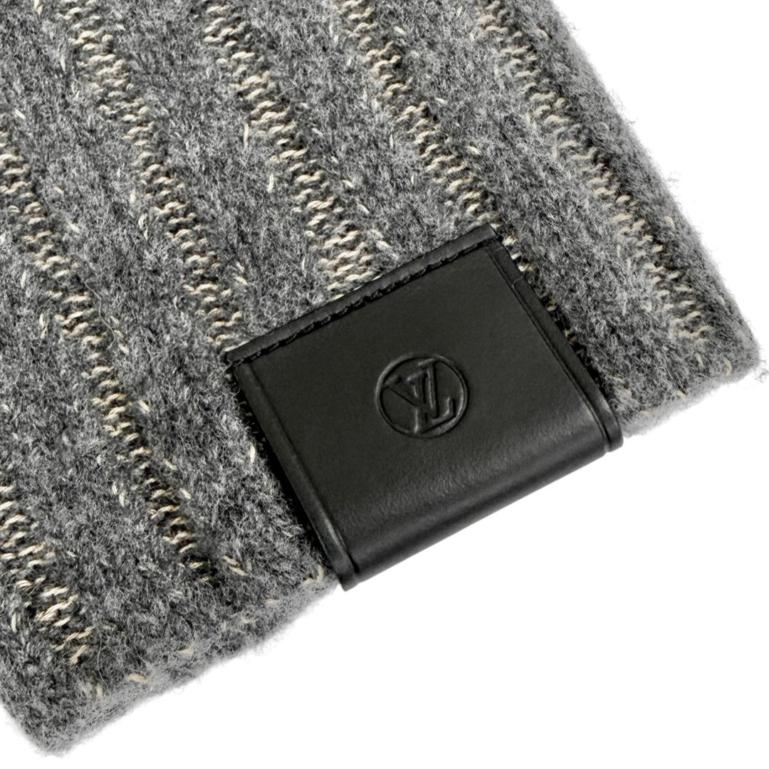 極美品△LOUIS VUITTON ルイヴィトン 24AW ウール コットン LVロゴレザーワッペン ハイネック 長袖 リブ ニット グレー XL 正規品