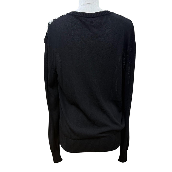 極美品☆CHANEL シャネル 20SS P64337K60204 フロントデザイン 長袖ニット カーディガン トップス ブラック 42 イタリア製 正規品