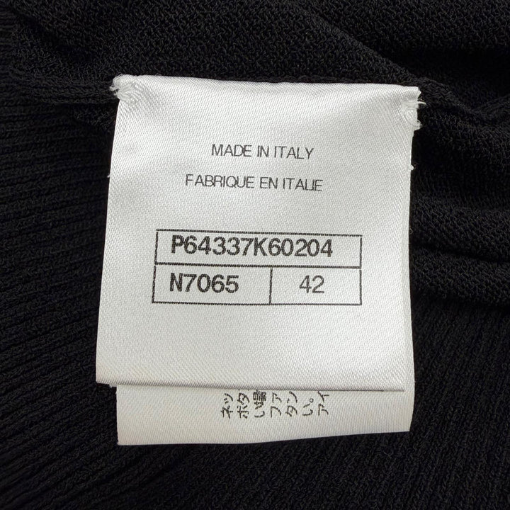 極美品☆CHANEL シャネル 20SS P64337K60204 フロントデザイン 長袖ニット カーディガン トップス ブラック 42 イタリア製 正規品