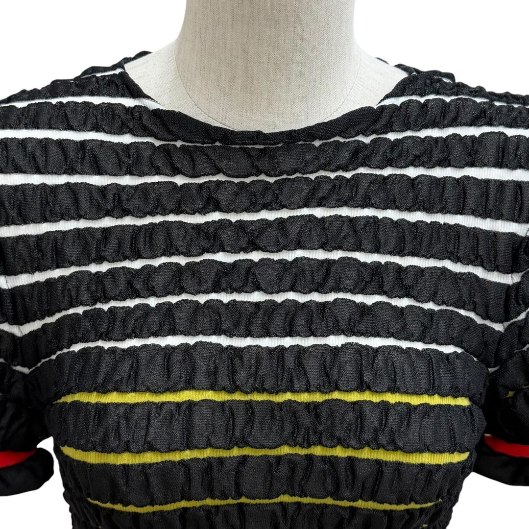 未使用品★LOUIS VUITTON ルイヴィトン 23SS シャーリング加工 クロップド丈 半袖 トップス ブラック XS イタリア製 正規品 レディース