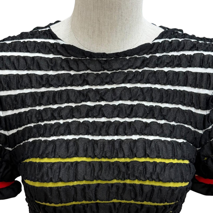 未使用品★LOUIS VUITTON ルイヴィトン 23SS シャーリング加工 クロップド丈 半袖 トップス ブラック XS イタリア製 正規品 レディース
