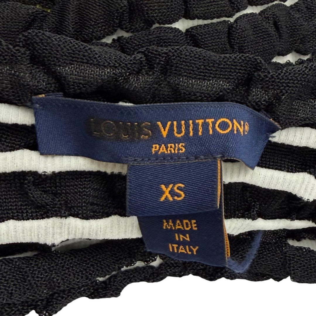 未使用品★LOUIS VUITTON ルイヴィトン 23SS シャーリング加工 クロップド丈 半袖 トップス ブラック XS イタリア製 正規品 レディース