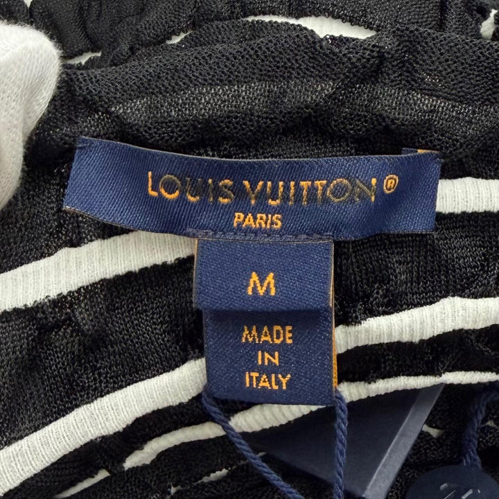 未使用品★LOUIS VUITTON ルイヴィトン 23SS シャーリング加工 クロップド丈 半袖 トップス ブラック M イタリア製 正規品 レディース