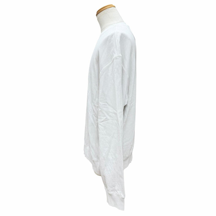 美品▼PRADA プラダ 23AW UJL26A コットン100% トライアングルロゴ 三角プレート プルオーバー スウェット ホワイト S 正規品 メンズ