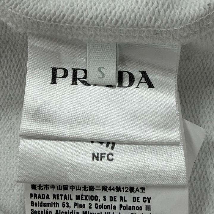 美品▼PRADA プラダ 23AW UJL26A コットン100% トライアングルロゴ 三角プレート プルオーバー スウェット ホワイト S 正規品 メンズ