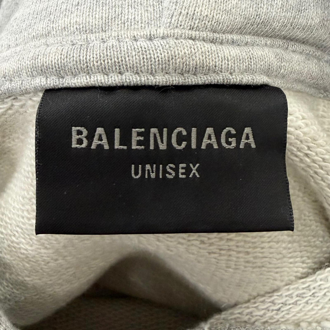 極美品□BALENCIAGA バレンシアガ 23AW 761458 ROUNT HOODIE ダメージ加工 スウェットパーカー フーディー グレー 1 正規品 メンズ
