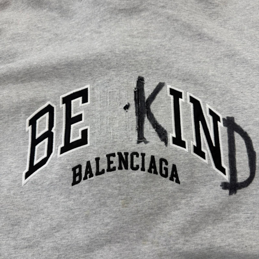 極美品□BALENCIAGA バレンシアガ 23AW 761458 ROUNT HOODIE ダメージ加工 スウェットパーカー フーディー グレー 1 正規品 メンズ