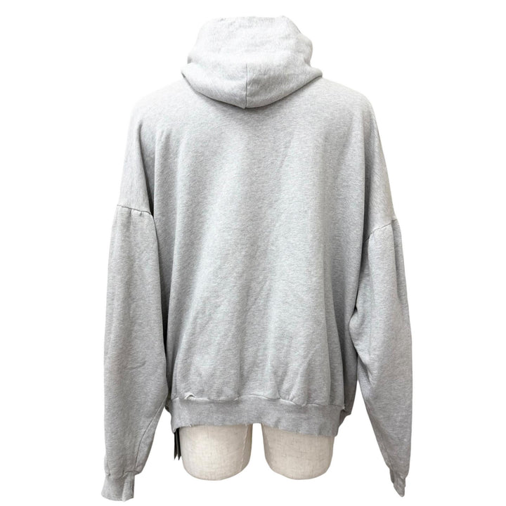 極美品□BALENCIAGA バレンシアガ 23AW 761458 ROUNT HOODIE ダメージ加工 スウェットパーカー フーディー グレー 1 正規品 メンズ