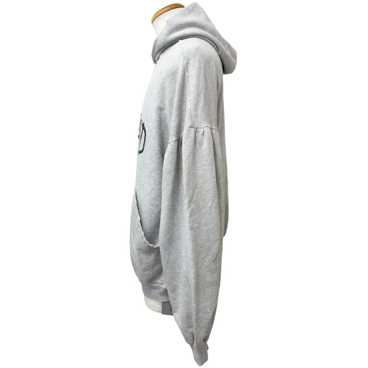 極美品□BALENCIAGA バレンシアガ 23AW 761458 ROUNT HOODIE ダメージ加工 スウェットパーカー フーディー グレー 1 正規品 メンズ